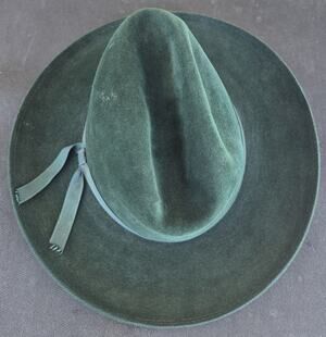 Vintage Santa Fe Silver Green Wool Felt Hat Western Cowpuncher OS